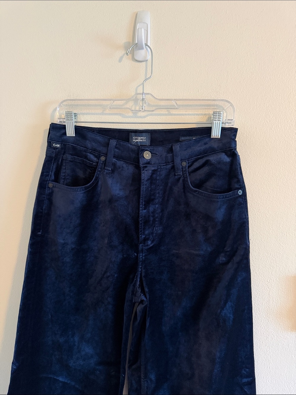 Citizens of Humanity Paloma Baggy Wide Leg Velvet Pants Women 27 Royal Navy NWT - Picture 4 of 11